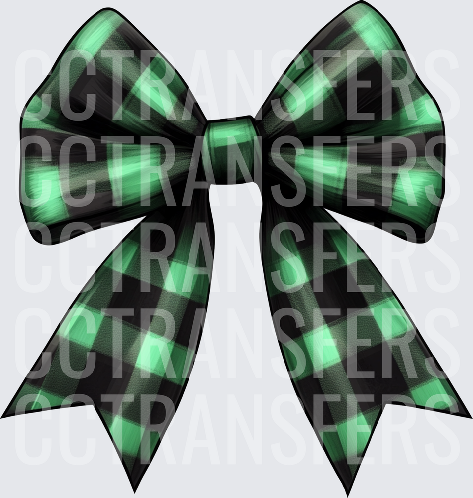 Green and Black Buffalo Plaid Ribbon Bow (DTF)