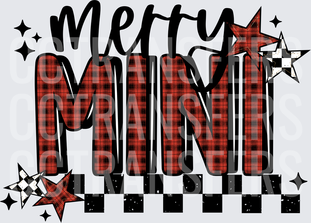 Merry Mini Buffalo Plaid Stars Checker Christmas (DTF)