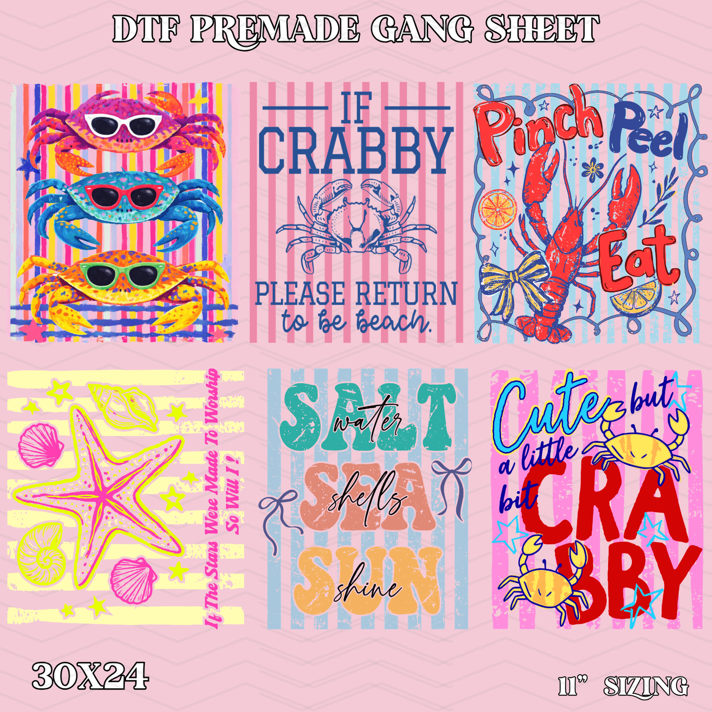 Striped Sea Summer - 30x24 - PREMADE GANG SHEET