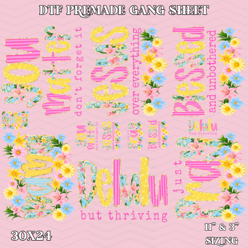 Floral Pray - 30x24 - PREMADE GANG SHEET