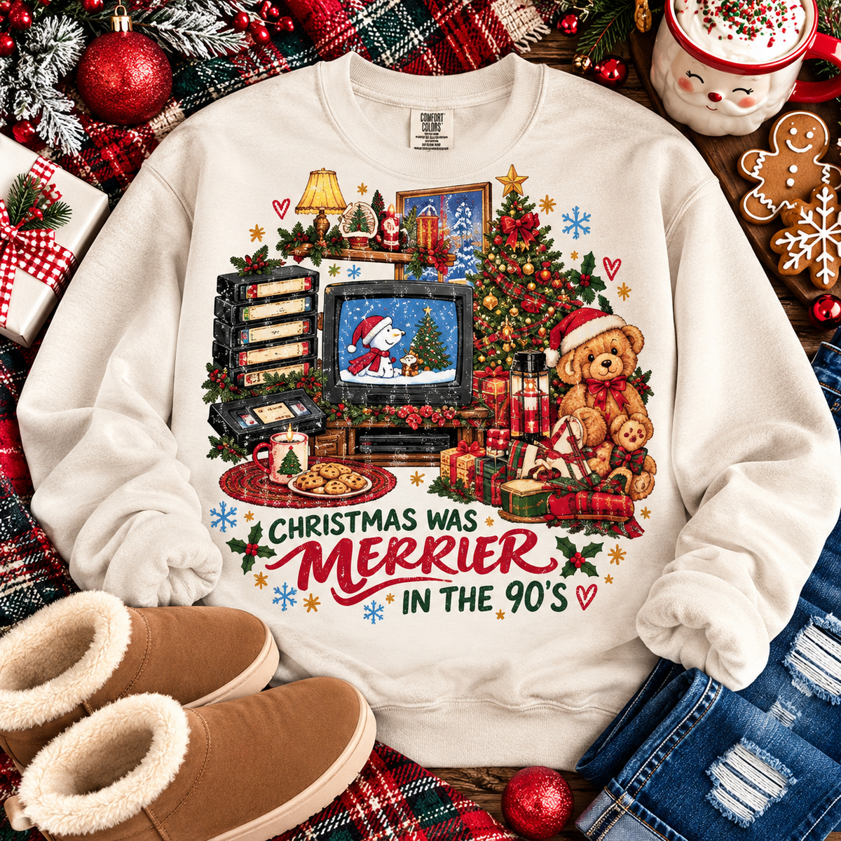 Christmas Was Merrier In The 90's Nostalgic Holiday (DTF)