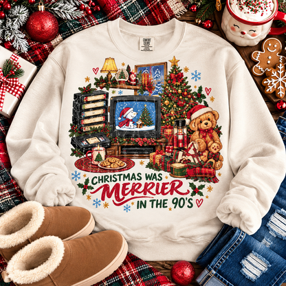 Christmas Was Merrier In The 90's Nostalgic Holiday (DTF)