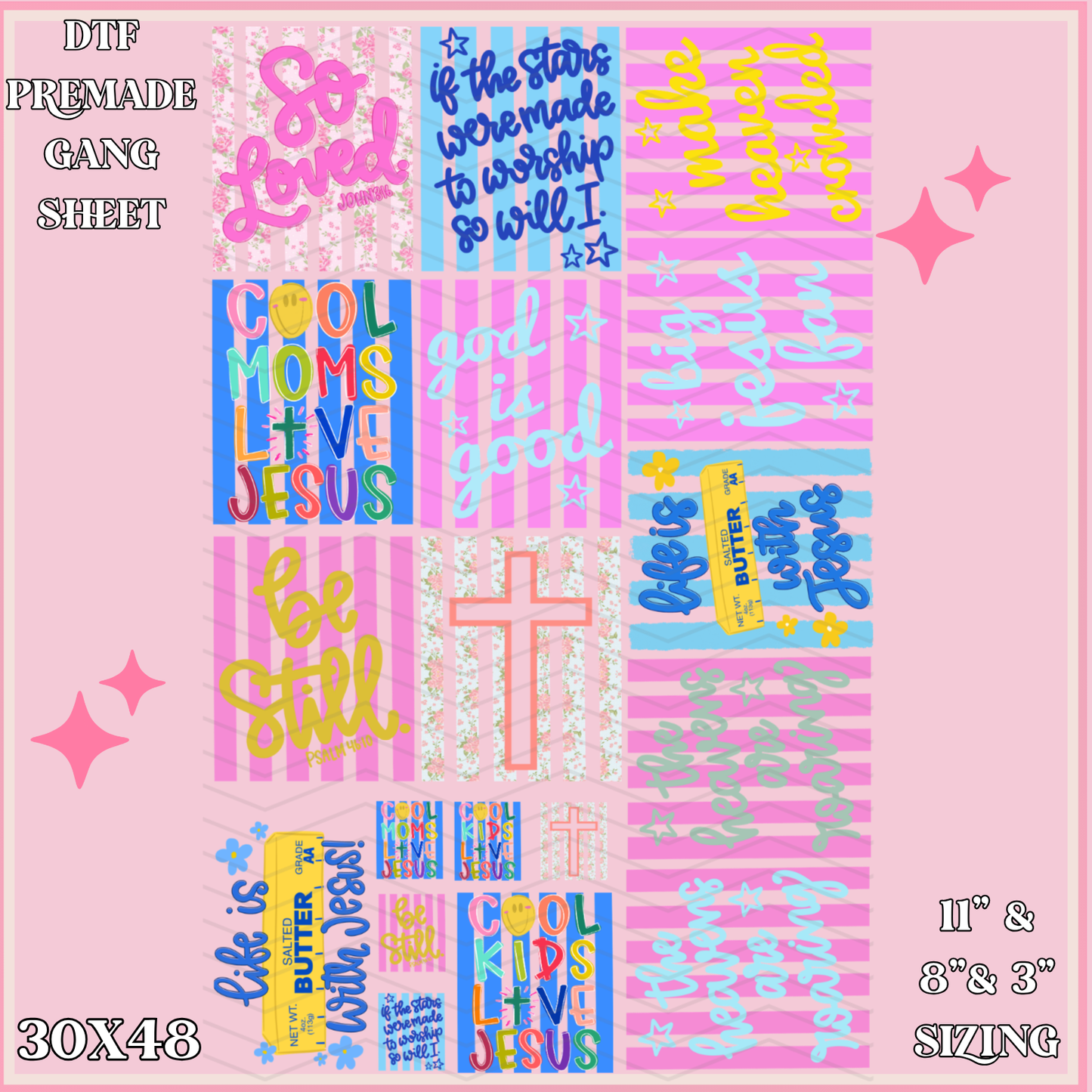 Striped Faith   - 30x48 - PREMADE GANG SHEET