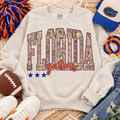 Florida Gators Go Gators Camo Distressed Stars (DTF)
