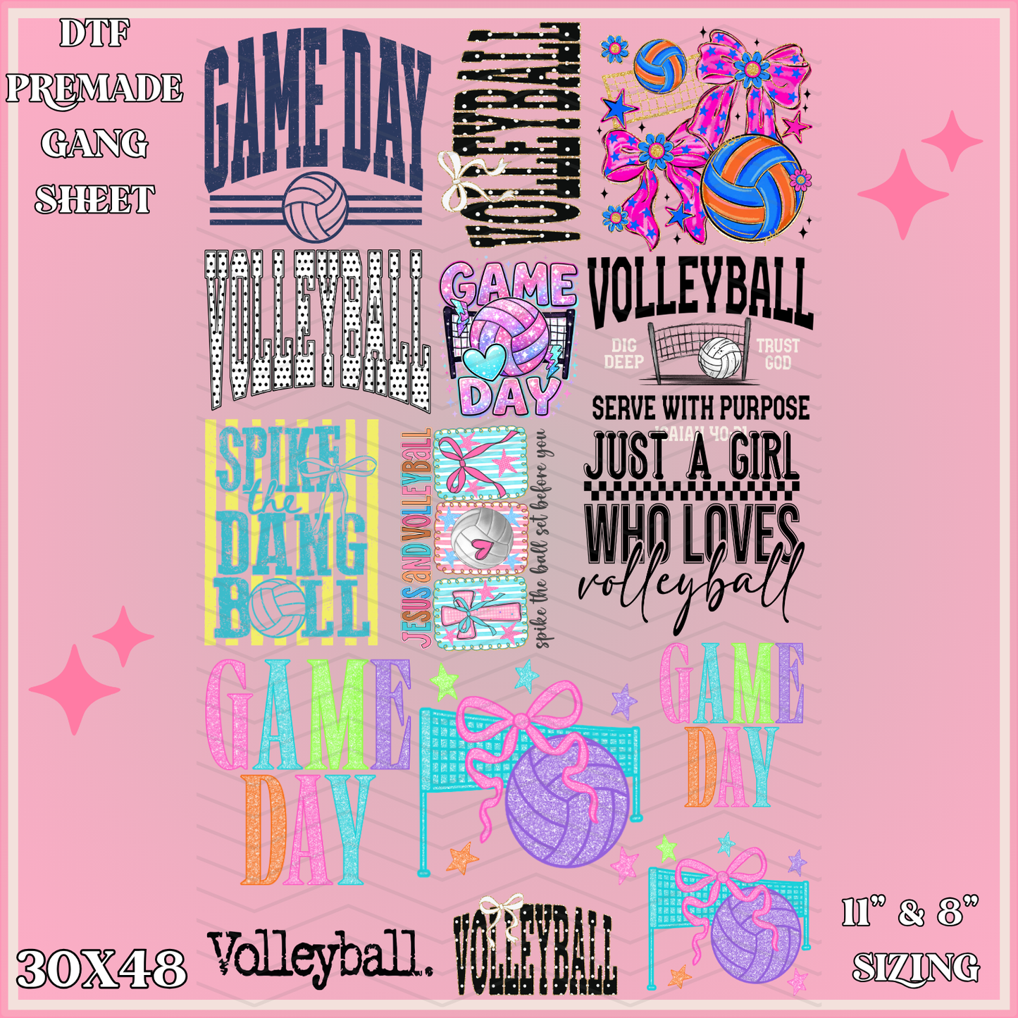 Volleyball Season - 30x48 - PREMADE GANG SHEET