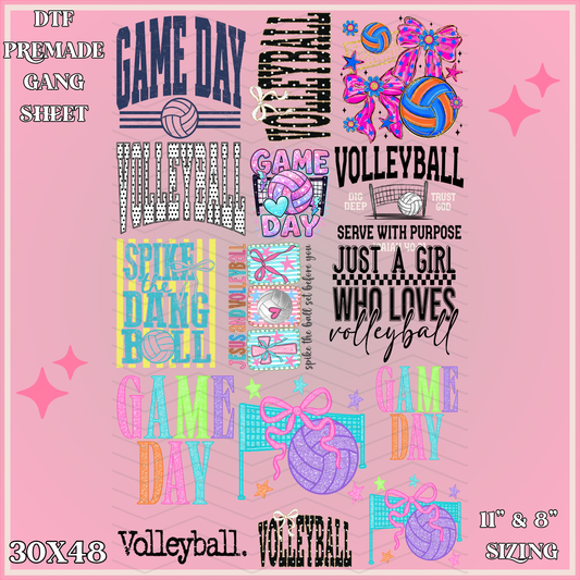 Volleyball Season - 30x48 - PREMADE GANG SHEET