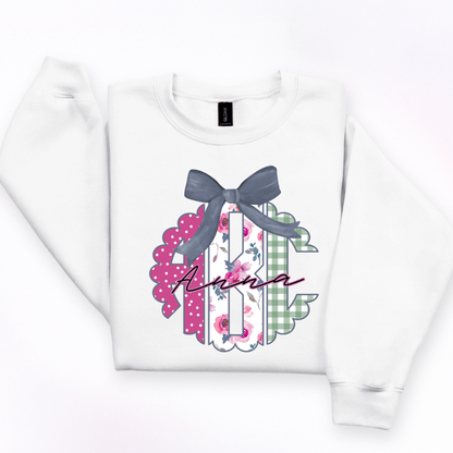 Polkadot Floral - Custom Monogram Transfer