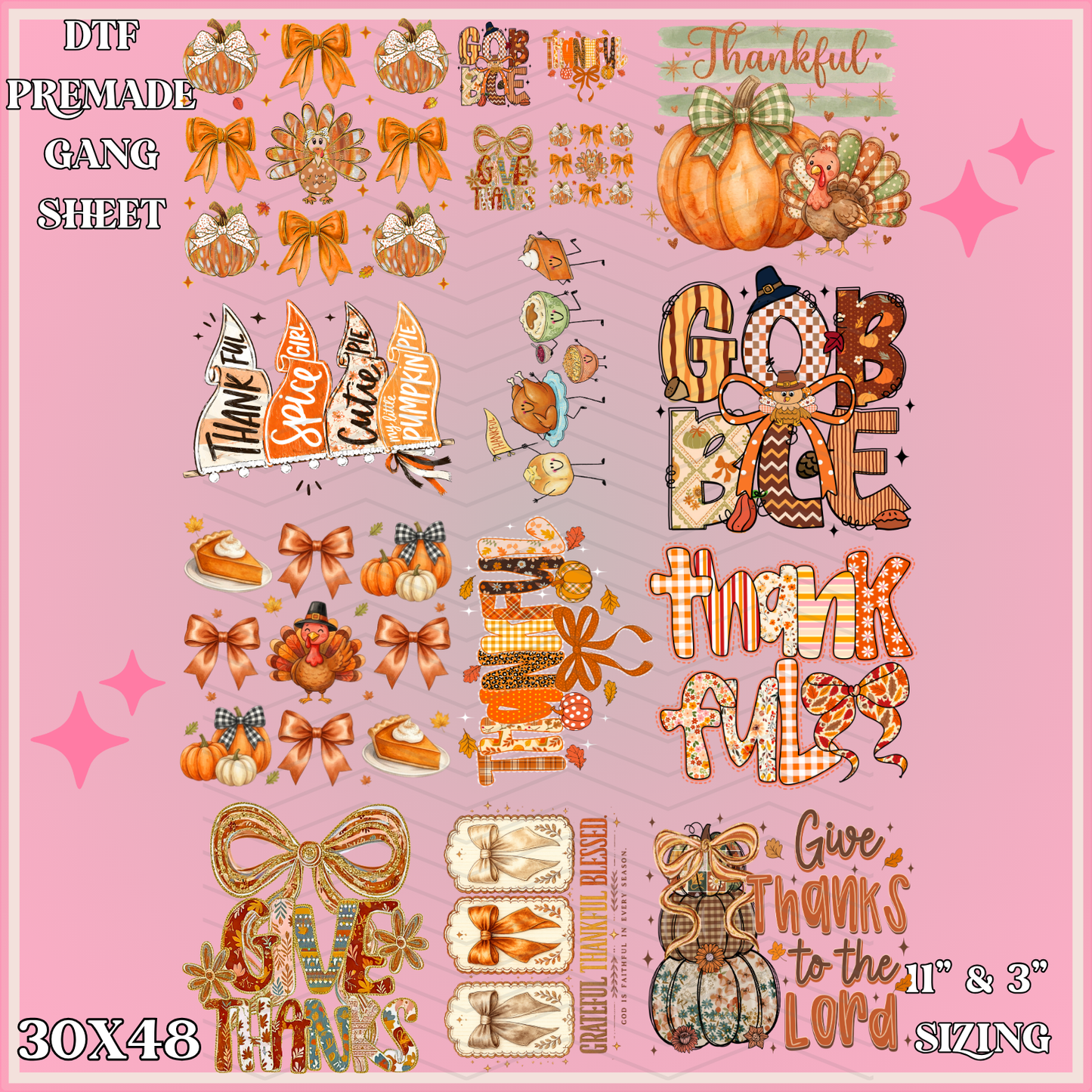 Thankful Thanksgiving  - 30x48 - PREMADE GANG SHEET