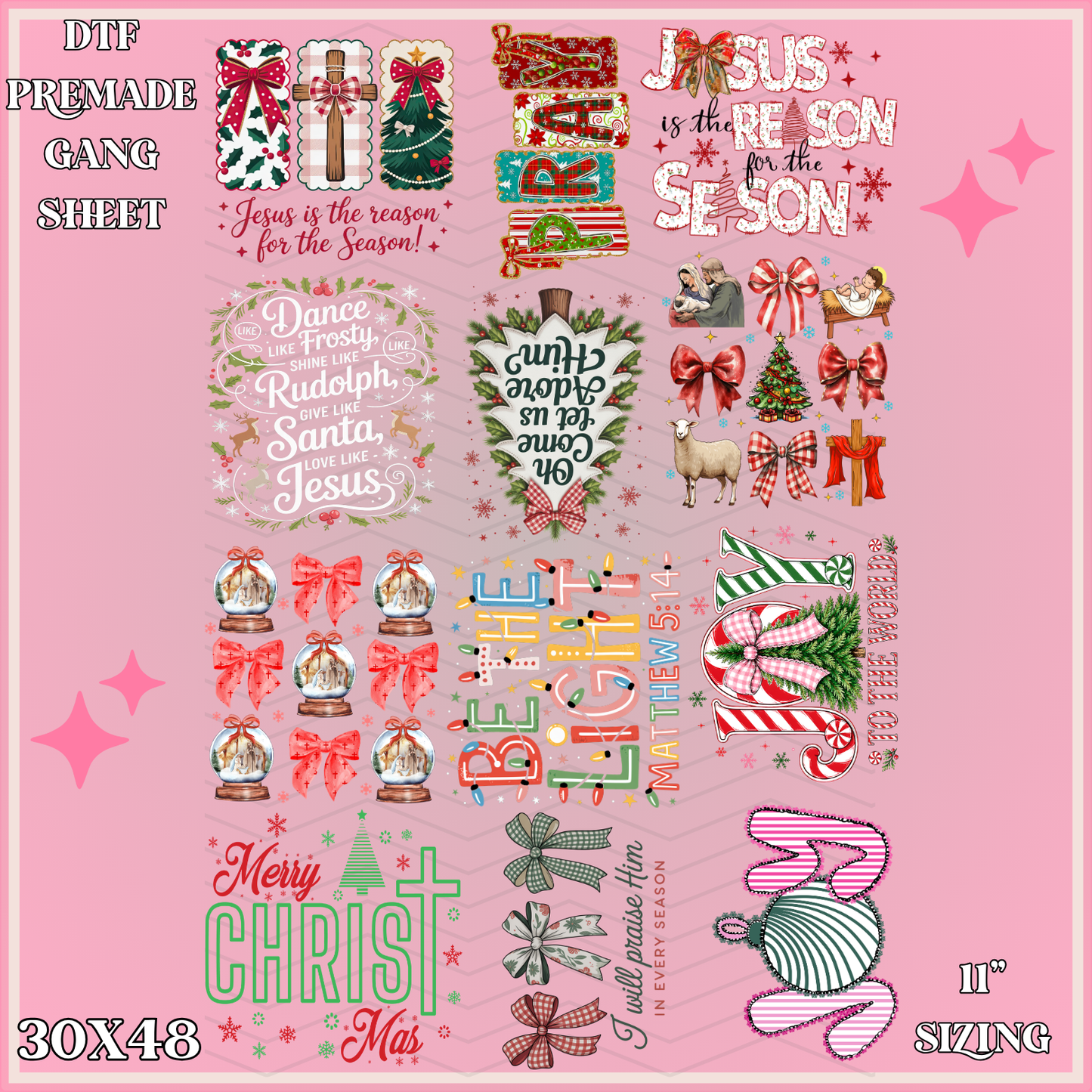 Preppy CHRISTmas  - 30x48 - PREMADE GANG SHEET