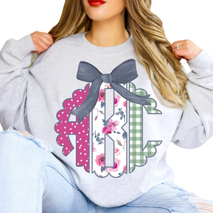 Polkadot Floral - Custom Monogram Transfer