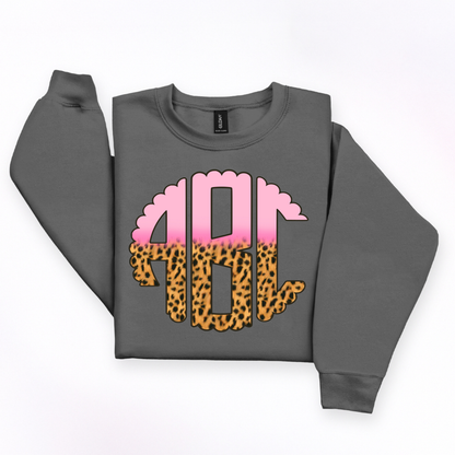 Pink Half Leopard  - Custom Monogram Transfer