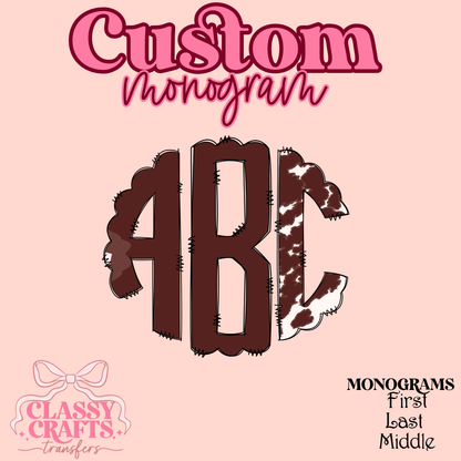 Cowhide - Custom Monogram Transfer