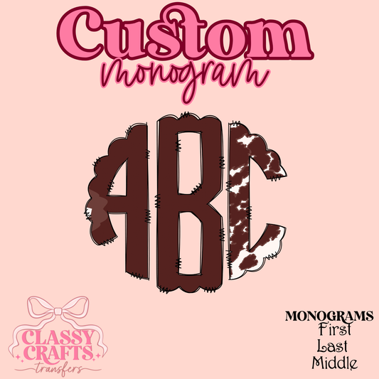 Cowhide - Custom Monogram Transfer