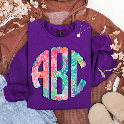 Summer Ocean Coral - Custom Monogram Transfer