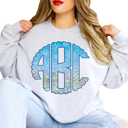 Glitter Snowflake  - Custom Monogram Transfer