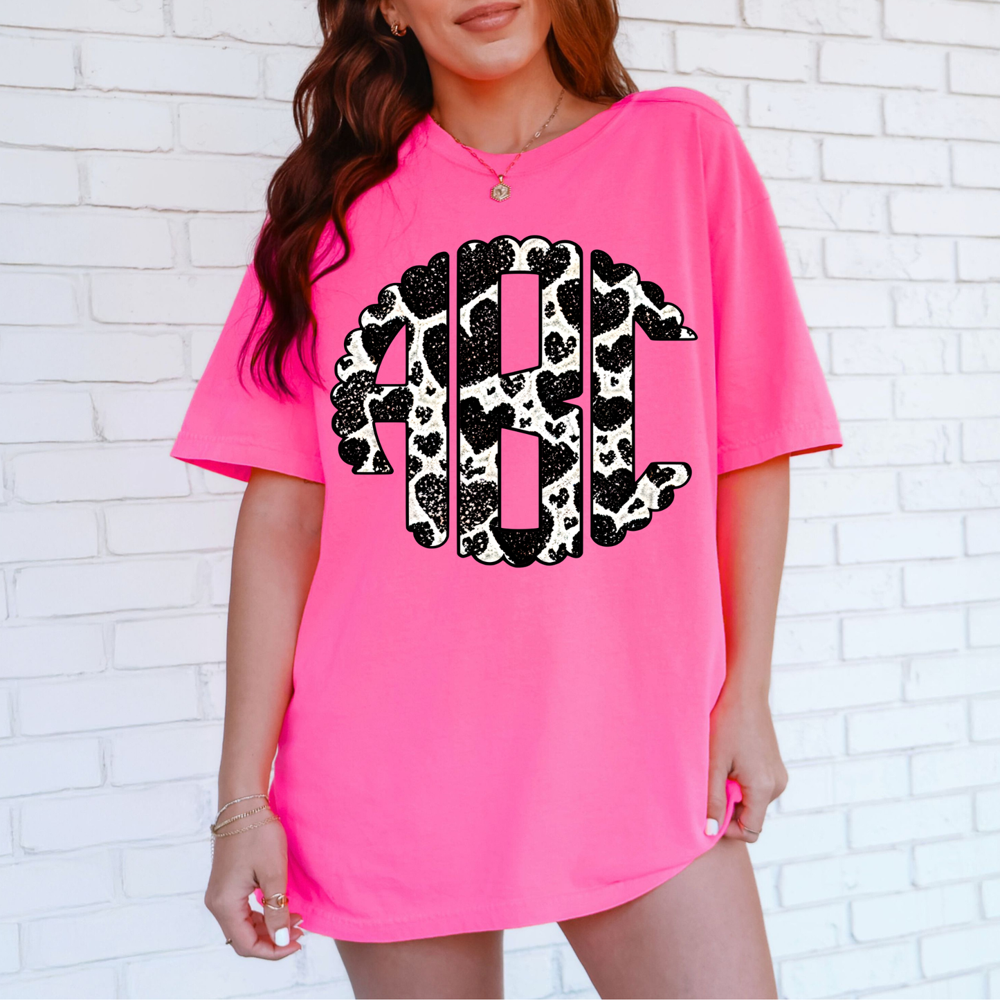 Glitter Heart Black & White  - Custom Monogram Transfer
