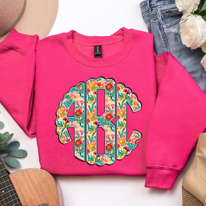 Bright Multicolor Floral - Custom Monogram Transfer