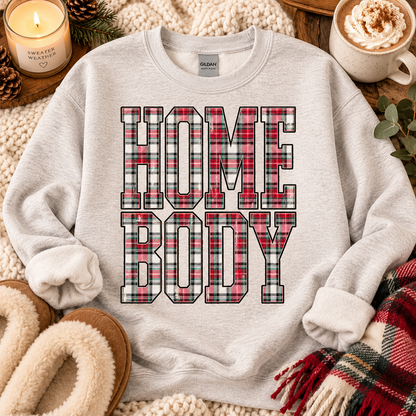 Homebody Red Green Plaid Varsity Block Letters (DTF)