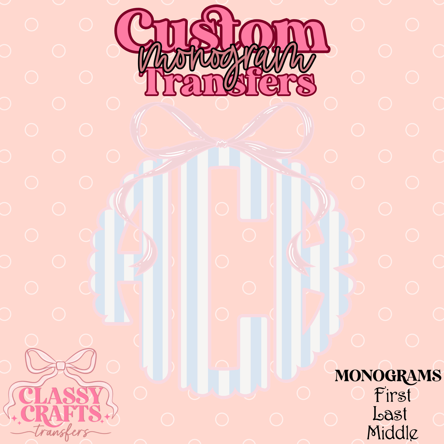 Preppy Stripe - Custom Monogram Transfer