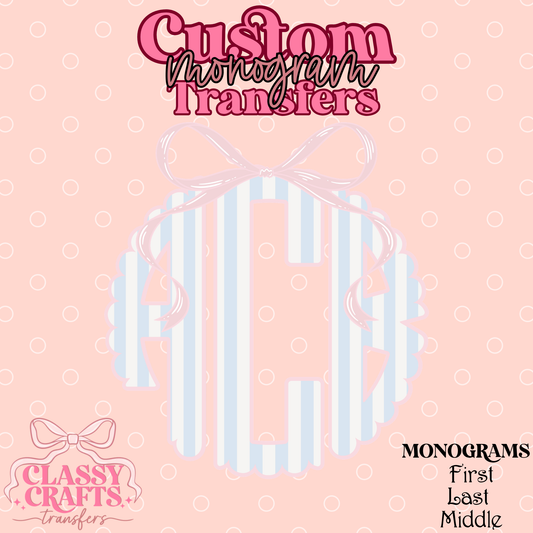 Preppy Stripe - Custom Monogram Transfer