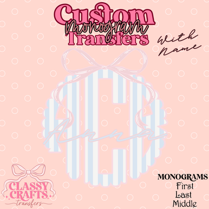 Preppy Stripe - Custom Monogram Transfer