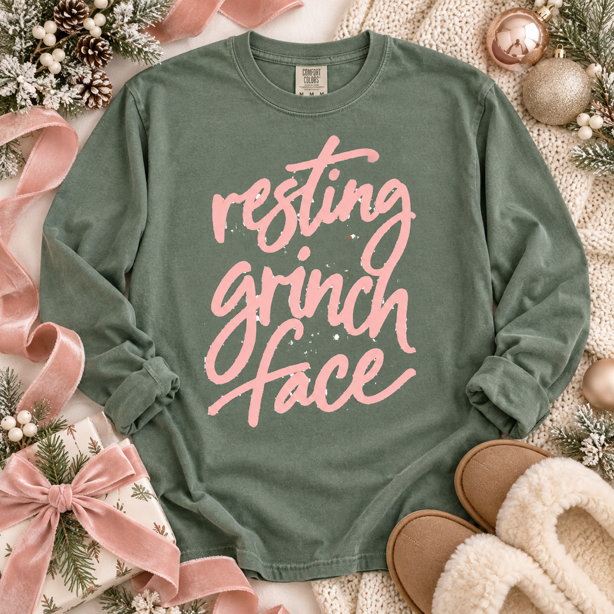 Resting G-Man Face Pink Script Lettering (DTF)