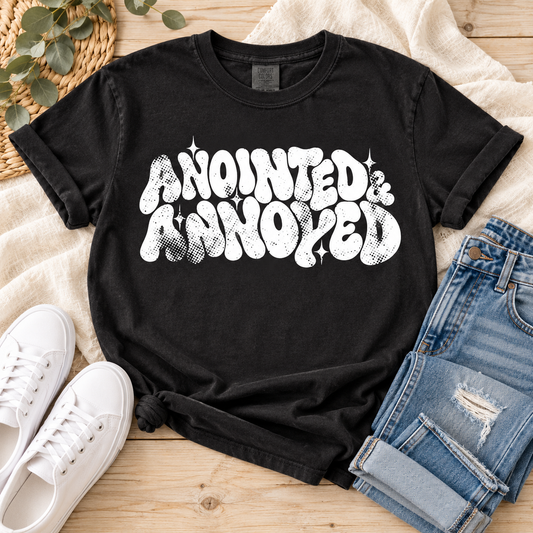 Anointed & Annoyed Retro Groovy   White Design (DTF)