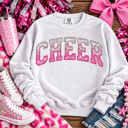 Rhinestone Ombre Pink Silver CHEER Block Letters (DTF)