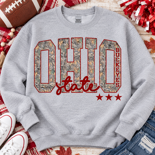 Ohio State Buckeyes Camo Distressed Varsity Letters (DTF)