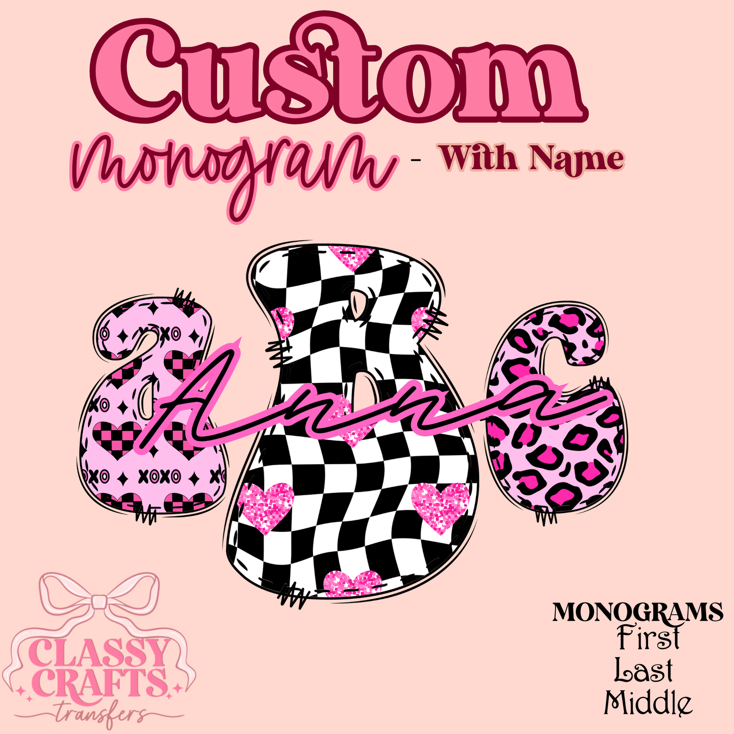 Groovy Leopard - Custom Monogram Transfer