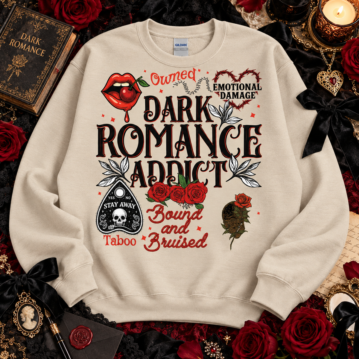 Dark Romance Addict Bound and Bruised Gothic Collage (DTF)