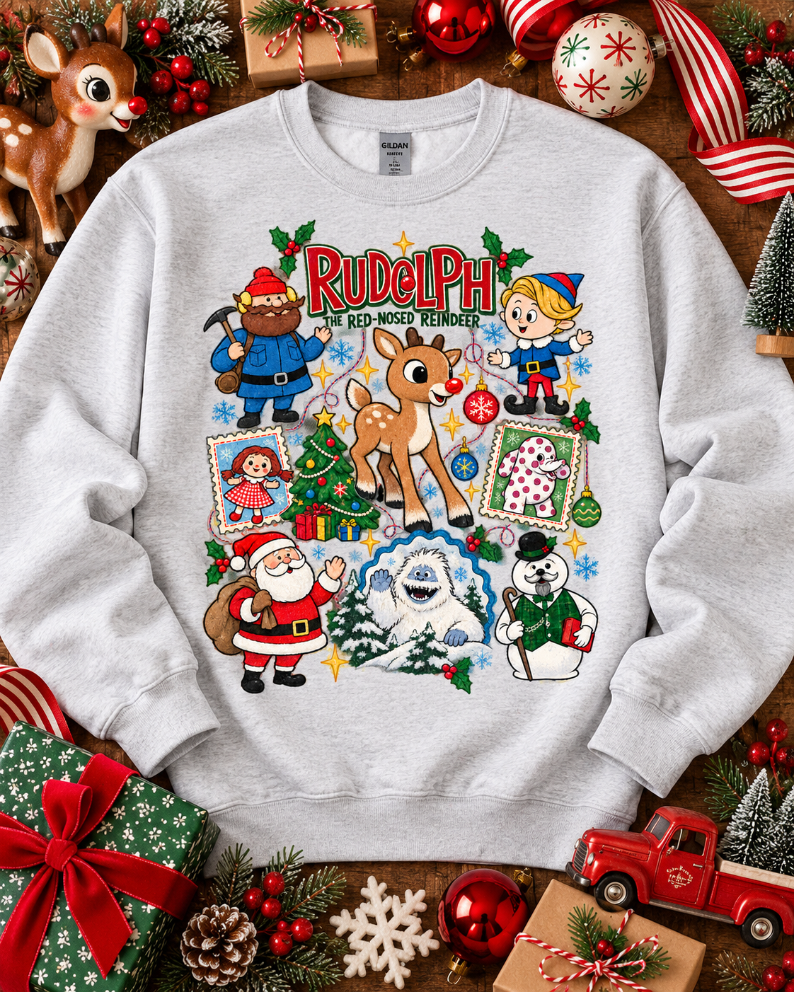 Rudolph The Red-Nosed Reindeer Holiday Characters Collage (DTF)