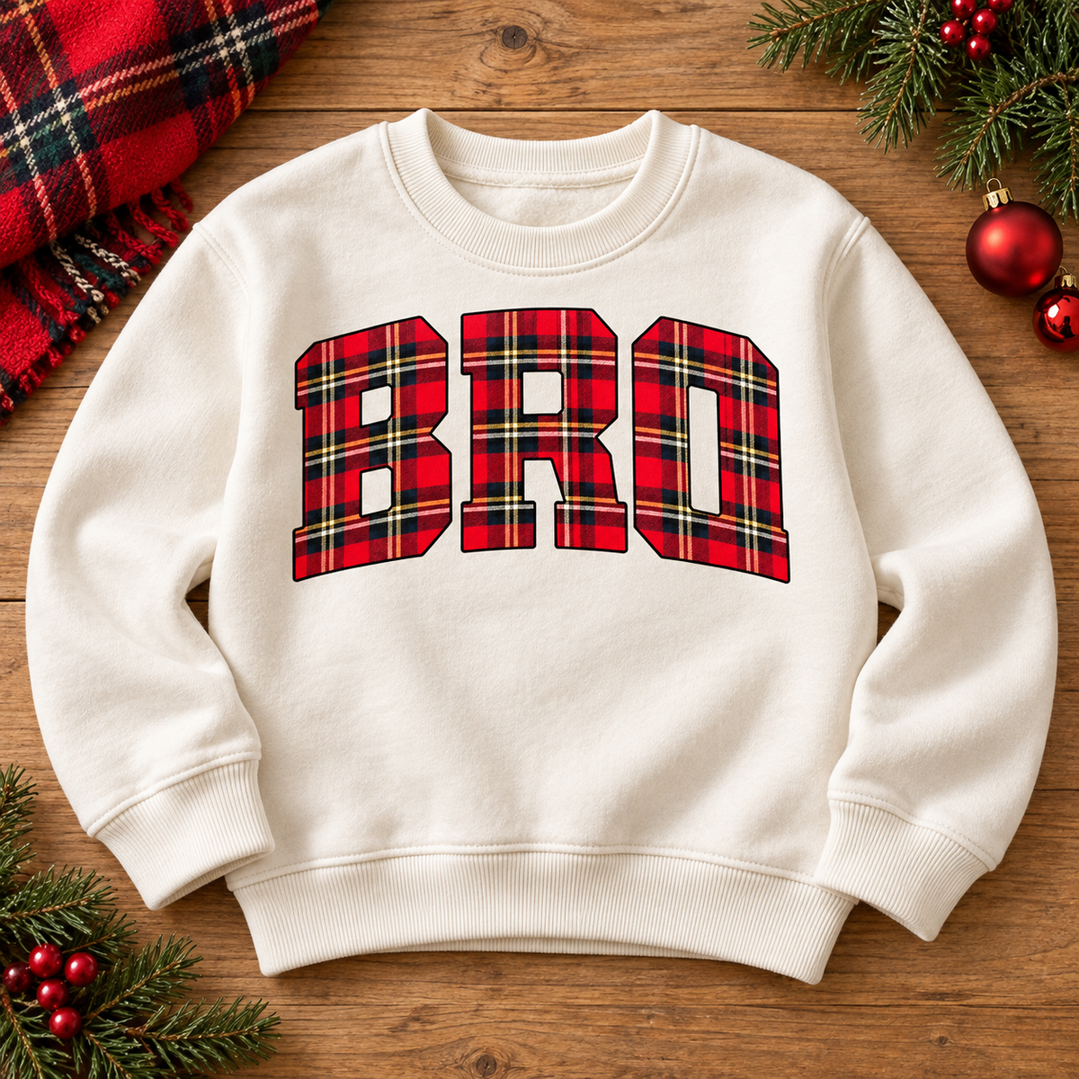 BRO Red Plaid Varsity Arch Letters (DTF)