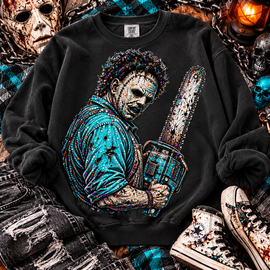 Rhinestone Horror Masked Killer With Chainsaw (DTF)