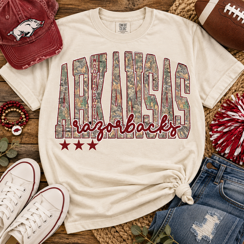 Arkansas Razorbacks Camo Wooo Pig Sooie Stars (DTF)