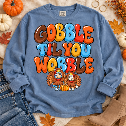 Gobble Til You Wobble Cartoon Dogs Turkey Costumes (DTF)