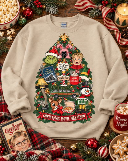 Christmas Movie Marathon Holiday Tree Collage (DTF)