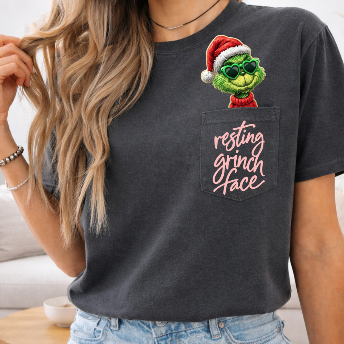 Resting G-Man Face Santa Hat Heart Sunglasses (DTF)