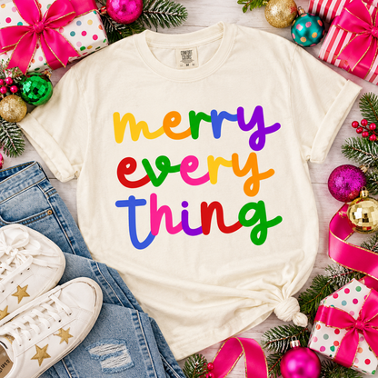 Merry Every Thing Rainbow Colorful Script Text (DTF)