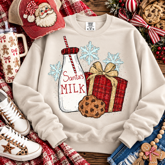 Santa's Milk Bottle Cookie Gift Box Snowflakes (DTF)
