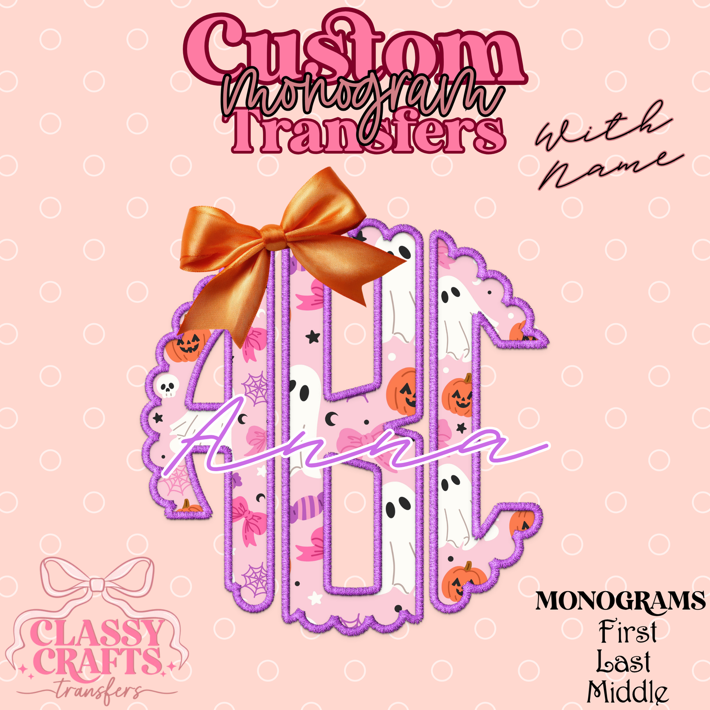Coquette Ghost - Custom Monogram Transfer