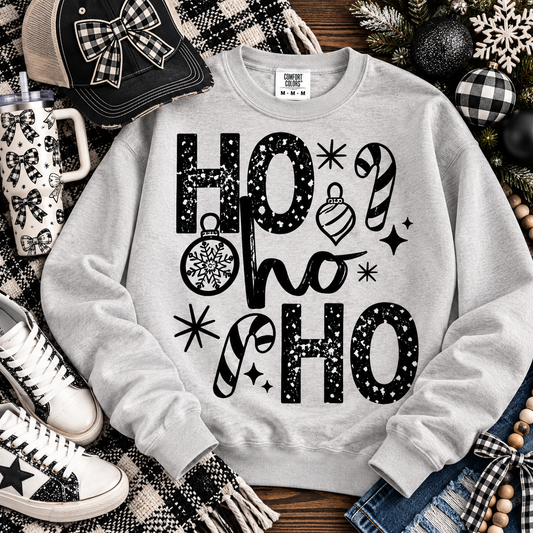 Ho Ho Ho Glitter Christmas Ornament Candy Cane (DTF)
