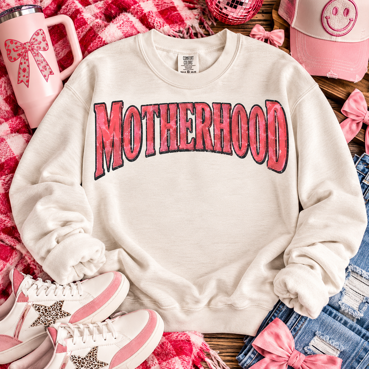 Motherhood Vintage Distressed Bold Retro Text (DTF)