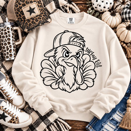 Tough Turkey Wearing Snapback Hat Turkey Era (DTF)