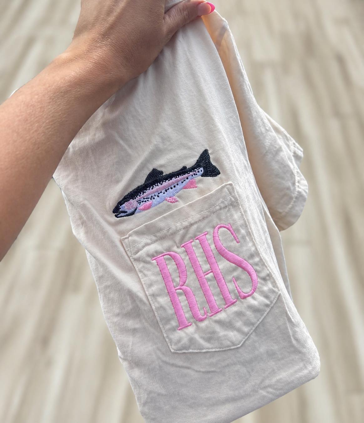 Rainbow Trout Monogram Embroidered Comfort Colors Tee