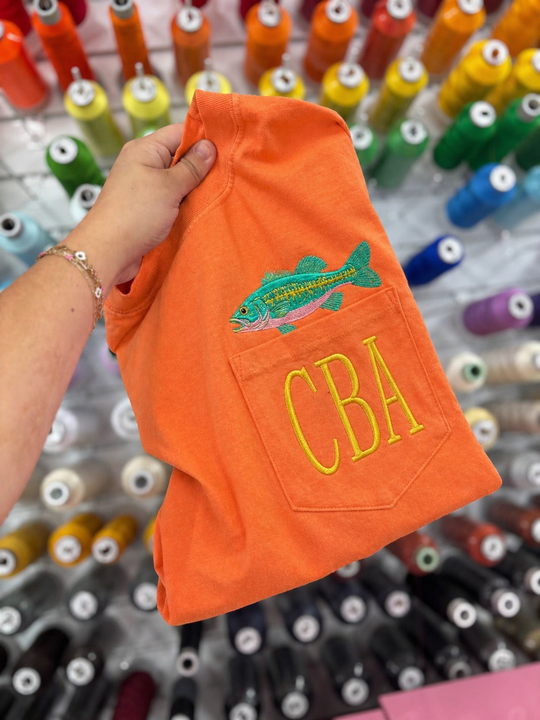 Rainbow Bass Monogram Embroidered Comfort Colors Tee