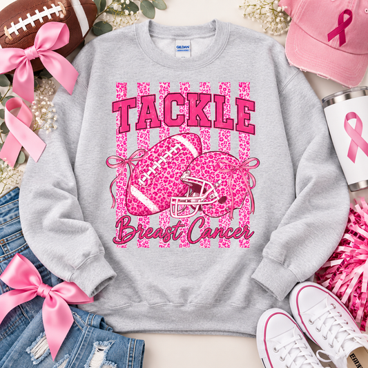 Tackle Breast Cancer Pink Leopard Football Helmet Bows (DTF)