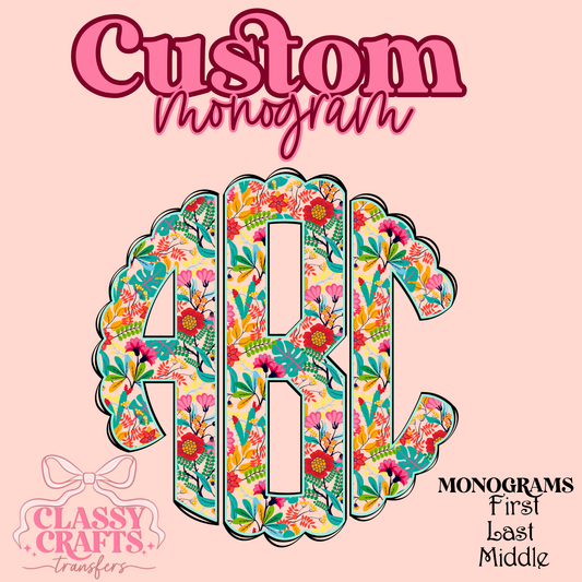 Bright Multicolor Floral - Custom Monogram Transfer