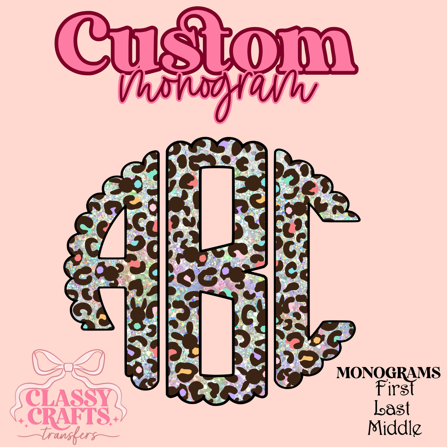 Pastel Leopard Rainbow - Custom Monogram Transfer
