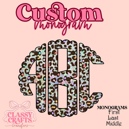 Pastel Leopard Rainbow - Custom Monogram Transfer